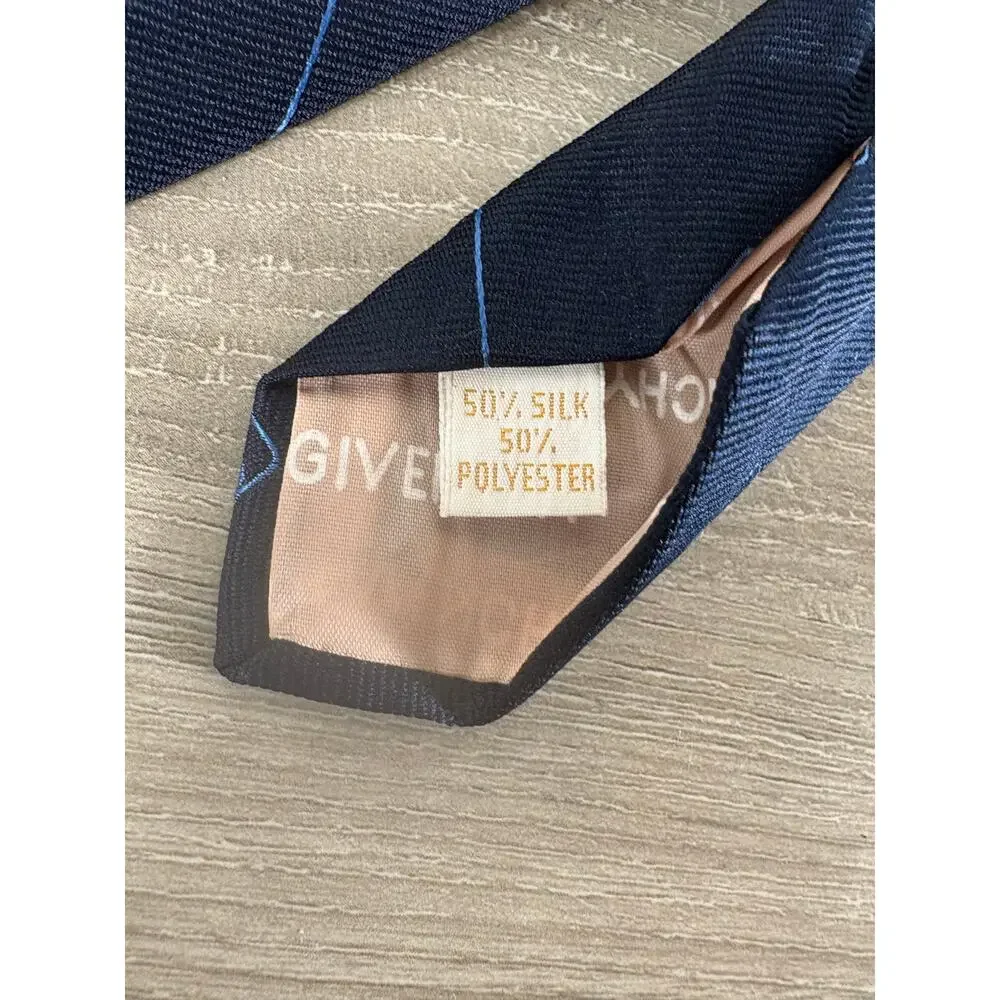 Givenchy Gentleman Paris Tie Blue 50/50‎ Silk Polyester Men- EUC